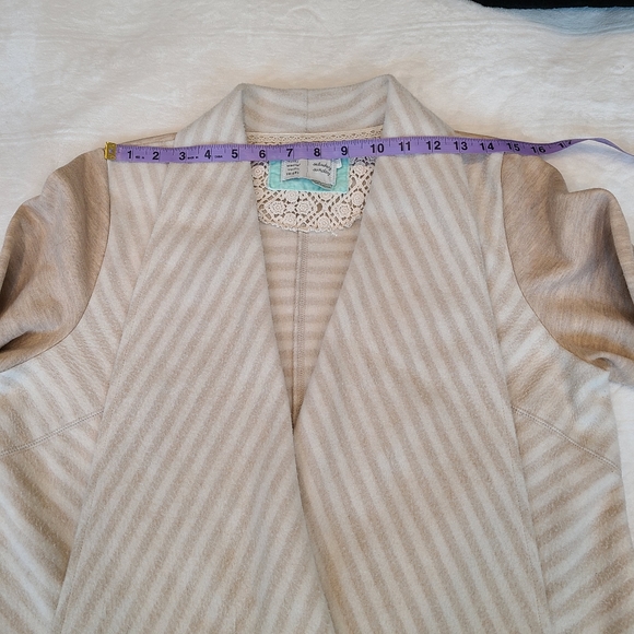 Anthropologie  Dradep Waterfall Open Cardigan Boho Fringe fleece - Picture 5 of 8